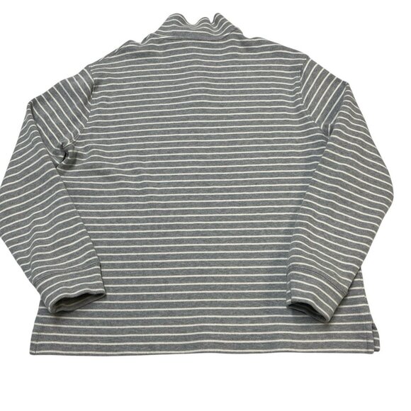 Polo Ralph Lauren Sweater Mens L Gray Striped 1/4 Zip Mock Neck Preppy Old Money - Picture 2 of 8